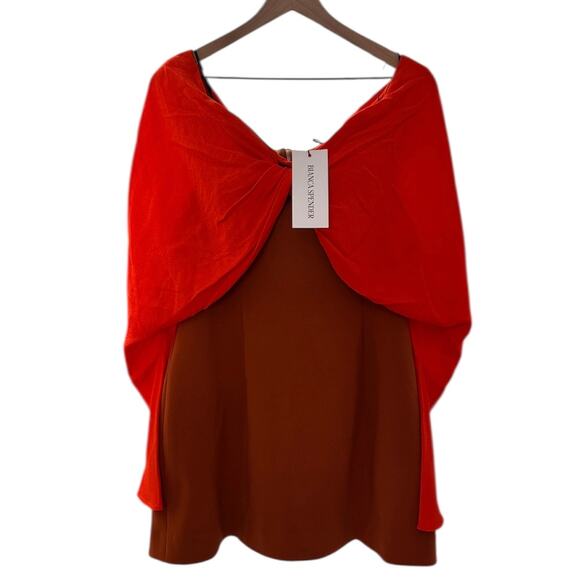 $725 BIANCA SPENDER RUNWAY Brick Red Crepe Dress – Size 2 Small - Picture 11 of 15